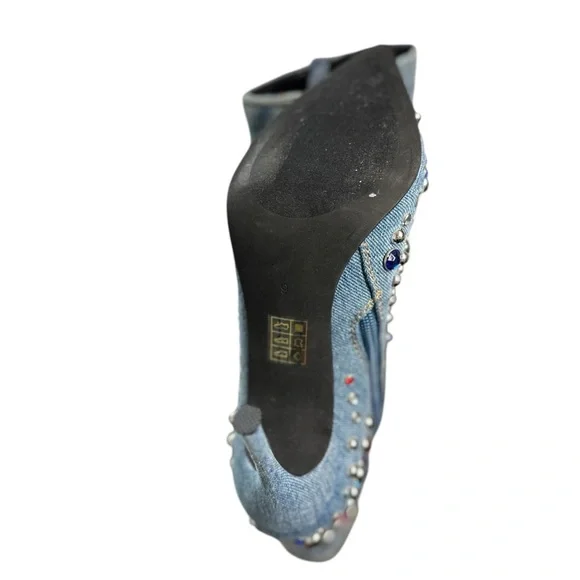 Jeffrey Campbell Blue Embellished Ankle Boots - Picture 3 of 6